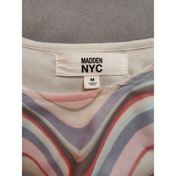 Juniors Madden NYC Sheer Corset Ruched Top Medium Pastels - Picture 5 of 6